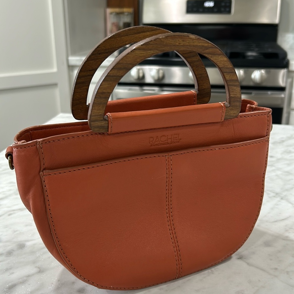 Leather Handbag with wooden handles by RACHEL Rachel Roy